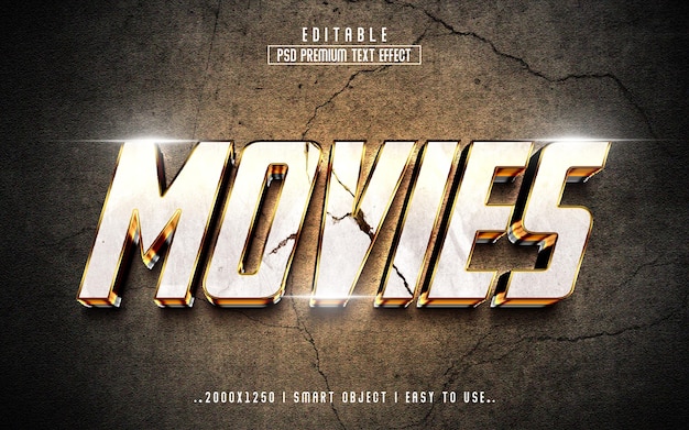 Movies 3d editable text effect style