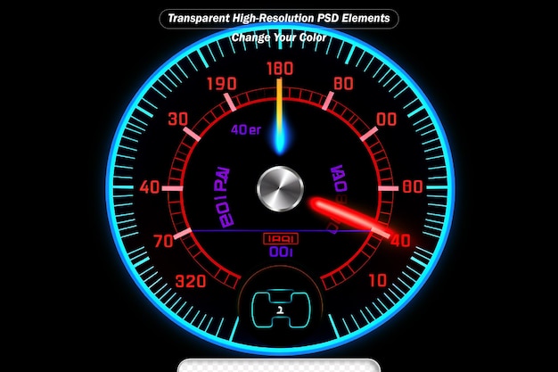 PSD 自動車のスピードメーターとスピードメータの動く背景