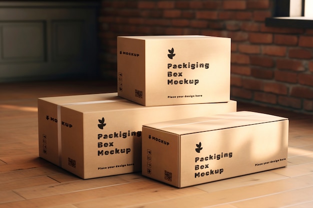 PSD moving boxes mockup design