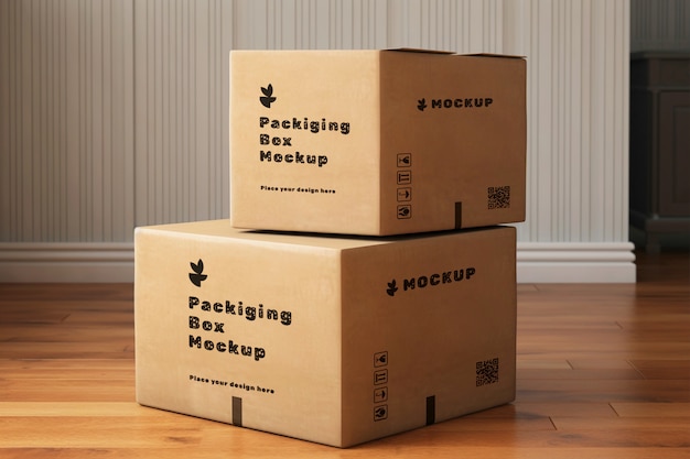 PSD moving boxes mockup design