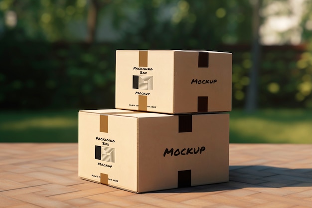 PSD moving boxes mockup design