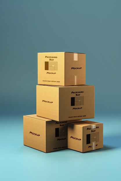 PSD moving boxes mockup design