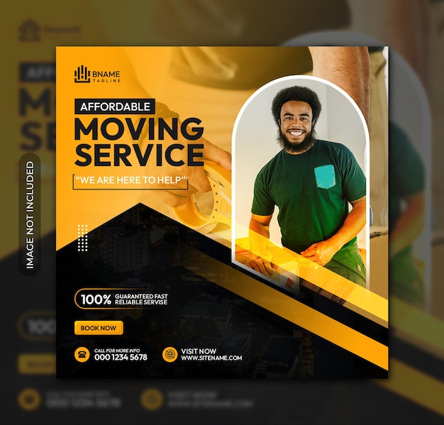 Moving service square flyer or instagram social media post template