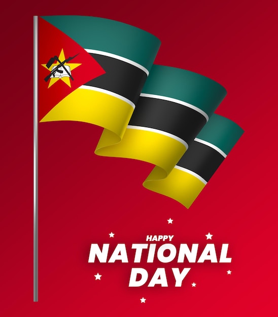 PSD mozambique flag element design national independence day banner ribbon psd