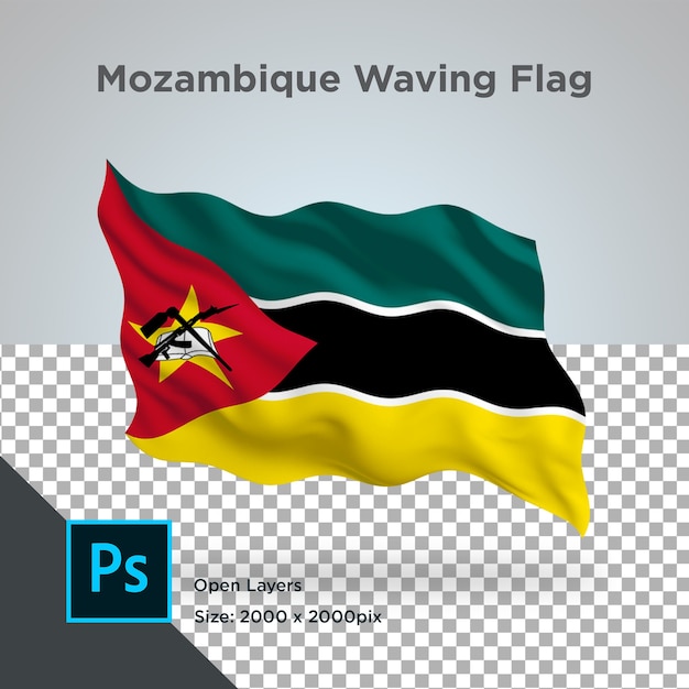 PSD mozambique flag wave design transparent