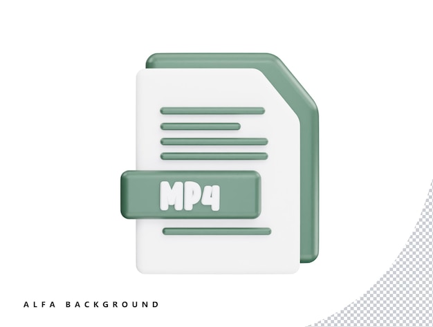 PSD mp4 file with 3d vector icon cartoon minimal style