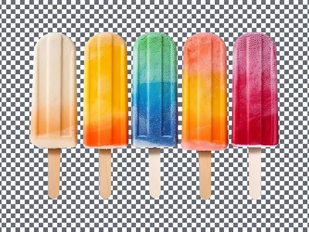 PSD mrożone tęczowe popsicles na przezroczystym tle