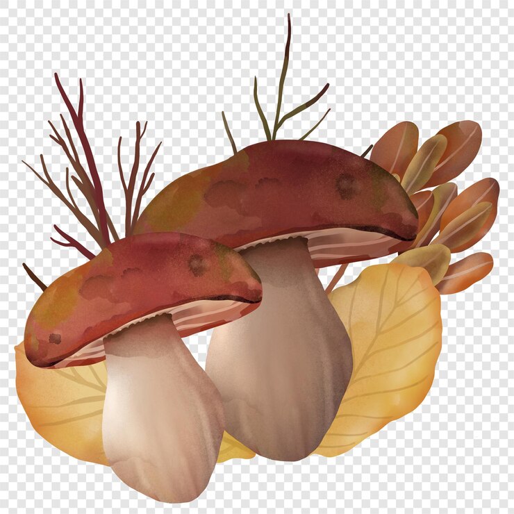 PSD muchroom akwarela jesień jesień rustykalny element clipart