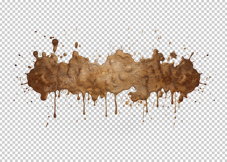 PSD mud splash isolated transparency background