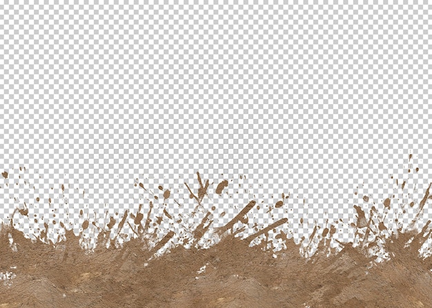PSD sfondo trasparente con schizzi di fango isolato