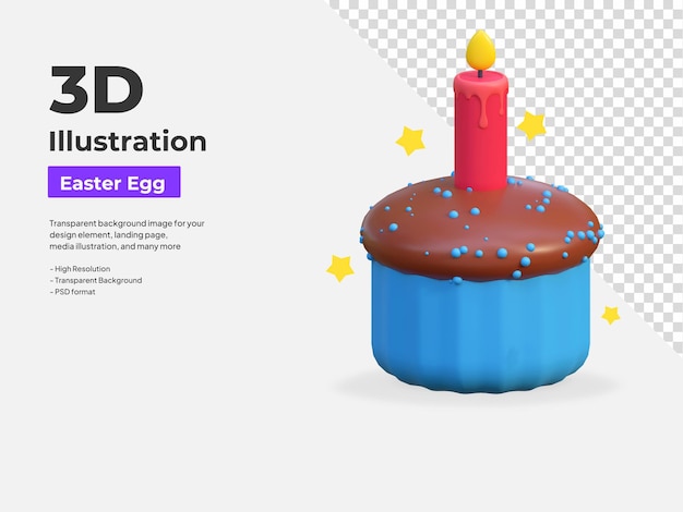 Muffin torta icona uovo di pasqua 3d'illustrazione