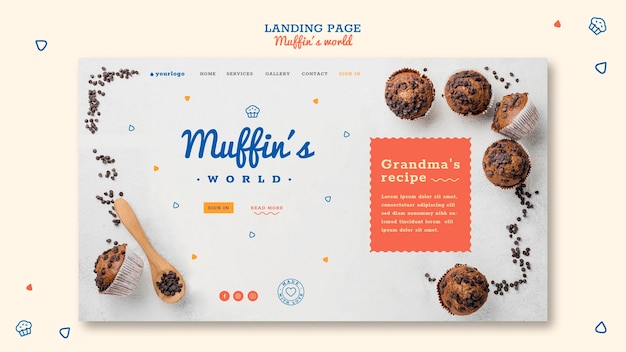 PSD muffins concept bestemmingspagina sjabloon