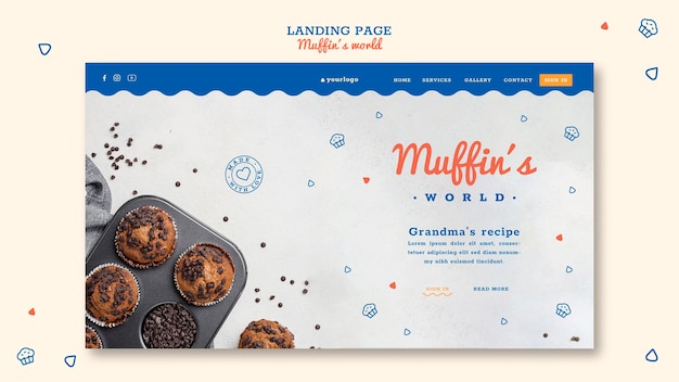 PSD modello di pagina di destinazione del concetto di muffin