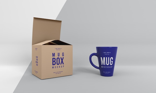 PSD mug box mock-up arrangement