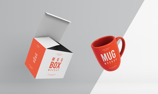 PSD assortimento mock-up di mug box