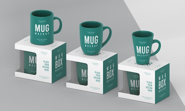 PSD mug box mock-up composition