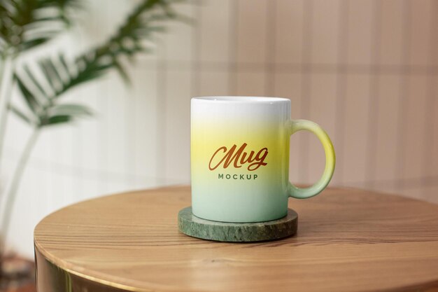 Mug on the coaster mockup psd