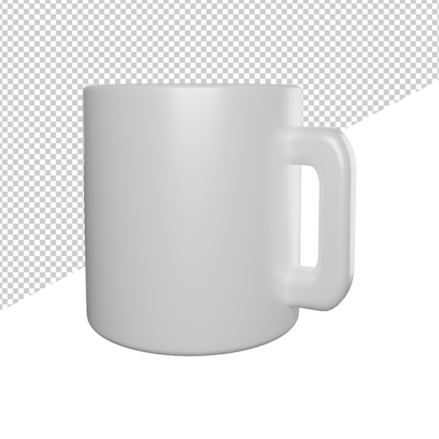 PSD mug glass glosy drink water side view 3d rendering illustration icon with transparent background