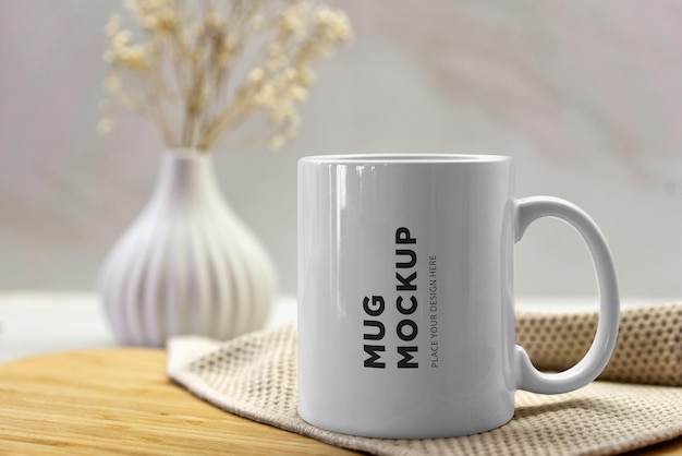 PSD mug mockup on table