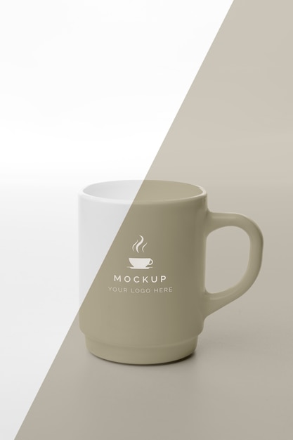 Mug with coffee mock up on table