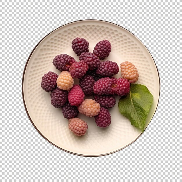 PSD mulberries on table psd background white