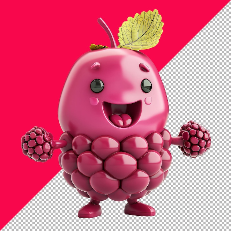 PSD mulberry character illustration transparent background png psd