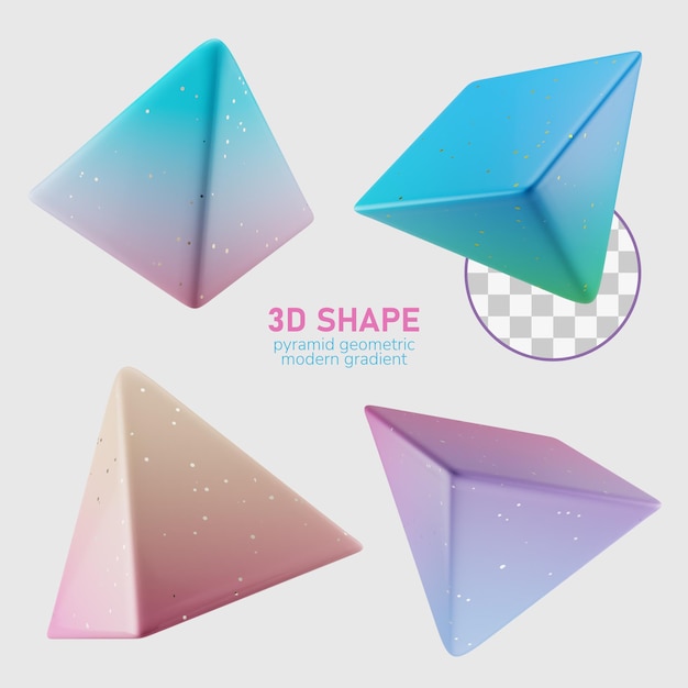 multi angle 3d shape pyramid with modern candy color gradient isolated