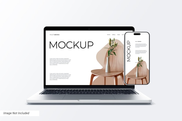 PSD multi-apparaat telefoon en laptop scherm mockup