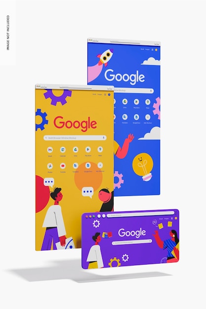 multi browser windows mockup left view