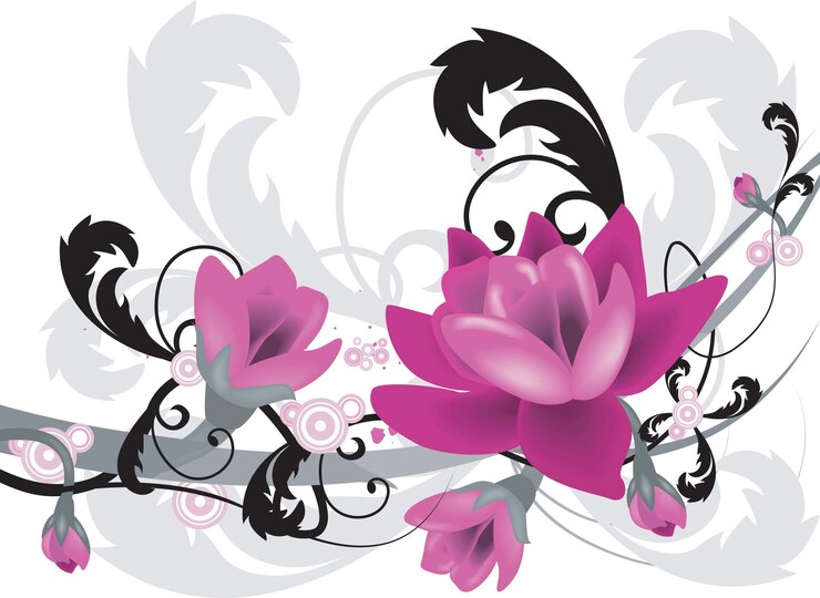 PSD multi color floral design in photoshop