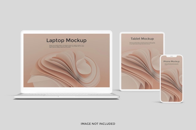 Mockup in argilla multi-dispositivo con vista frontale