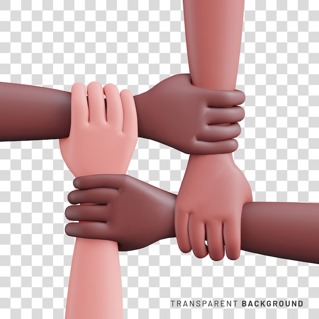 Multi-ethnic and diverse hand holding each others wrists in a circle