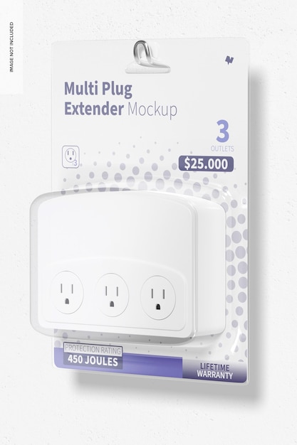 Multi plug extender mockup, hangend aan de muur