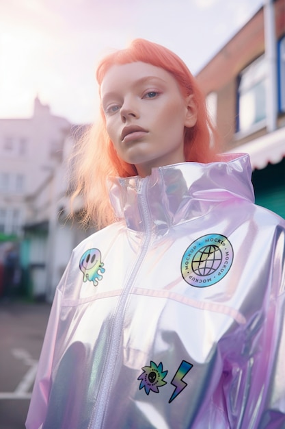 Multichromatic and holographic fashion apparel mockup