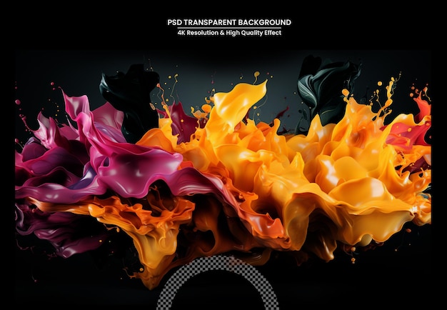 PSD splash multicolore su uno sfondo nero esplosione di colori artistici