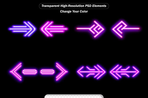 PSD Многоцветная стрелка с светящимися неоновыми элементами на темном фоне