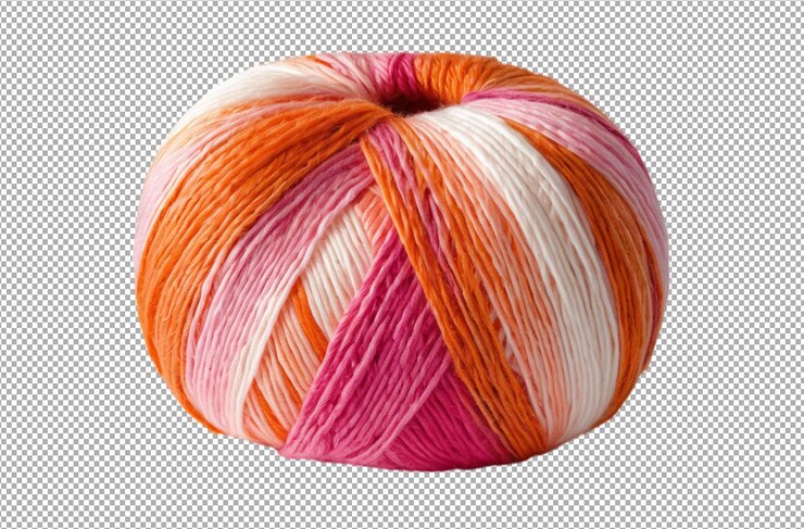PSD multicolored ball of yarn showcasing shades of pink and orange adds playful charm