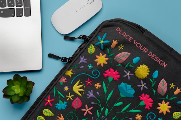 multicolored pattern case mock-up design for laptop