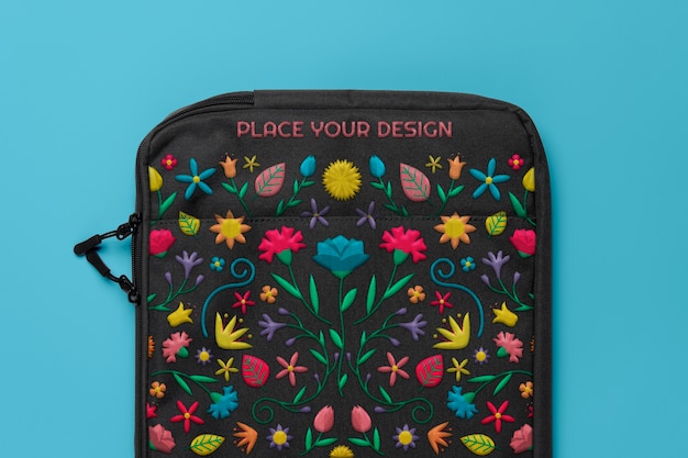 PSD multicolored pattern case mock-up design for laptop