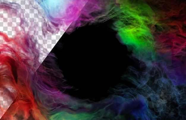 PSD spazio di copia fumo multicolore rendering 3d di nebbia arcobaleno