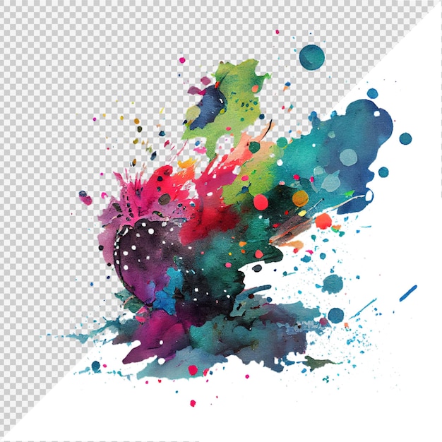 PSD multicolored watercolor splash blot watercolour explosion transparent background