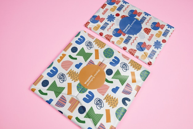 Multicolored wrapping tissue paper mock-up