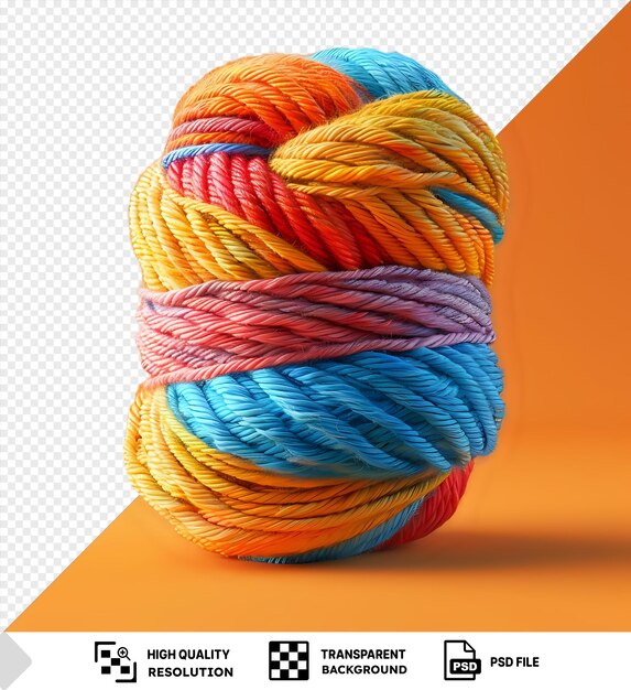 PSD オレンジ色の背景に分離された多色の糸のスケイン png psd