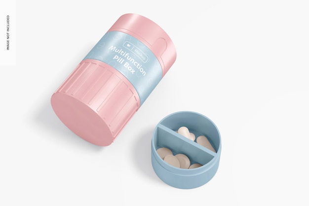 Multifunction pill box mockup, top view