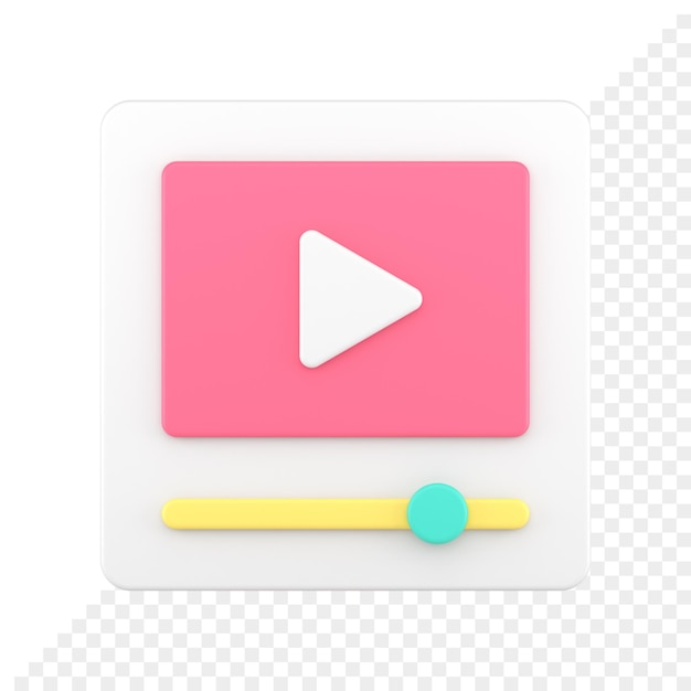 PSD multimedia content video play pink badge user interface internet channel broadcasting 3d icon