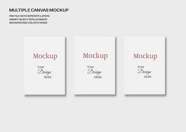 Multiple canvas mockup canvas verticale