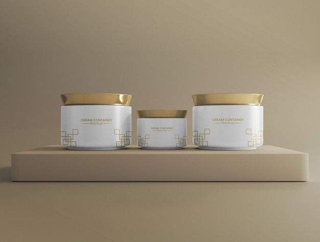 PSD multiple cosmetic cream container mockup