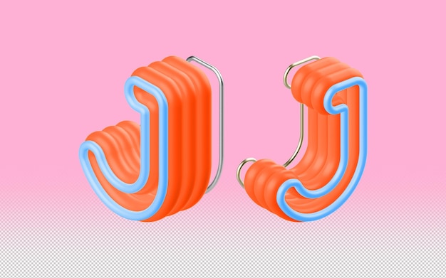 Multiple Perspective 3D J Letter PSD Mockup