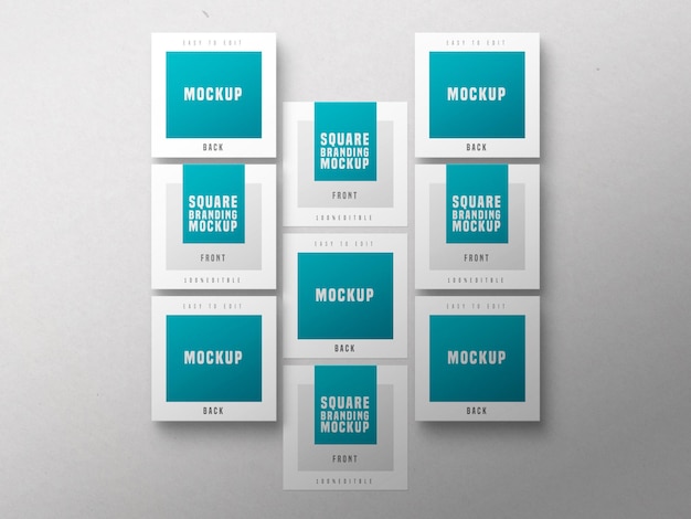 Multiple square business card  mockup