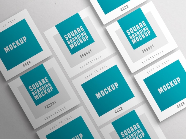 PSD multiple square business card  mockup